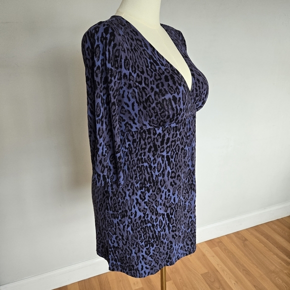 Soma Purple‎ Cheetah Print Babydoll Tunic Top Women's M Mobwife Loungewear Y2K - Picture 6 of 15